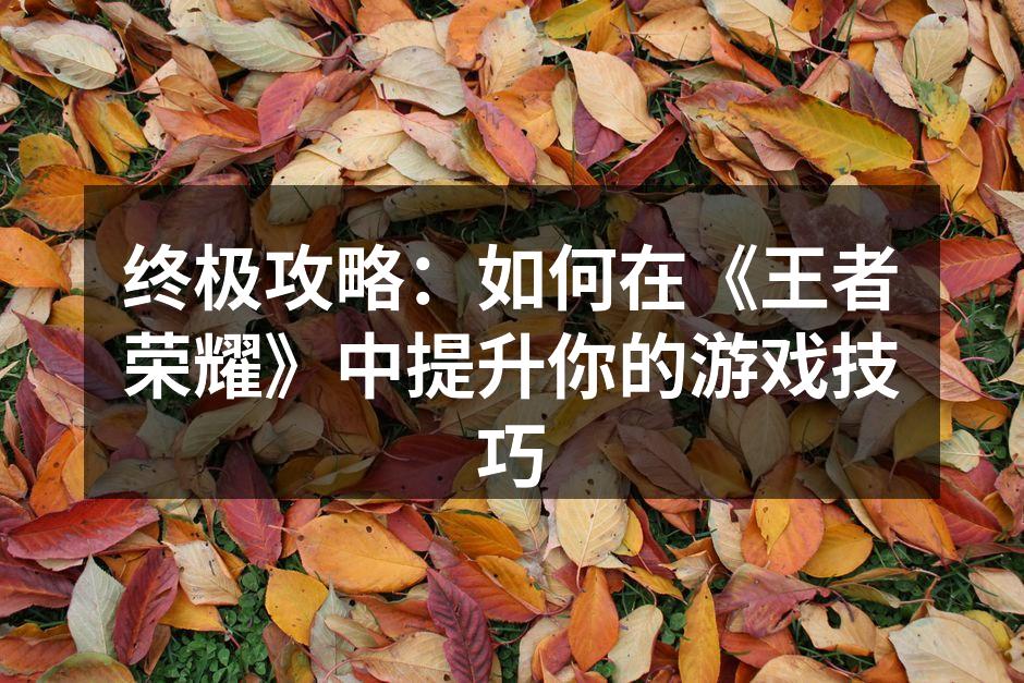 终极攻略:如何在《王者荣耀》中提升你的游